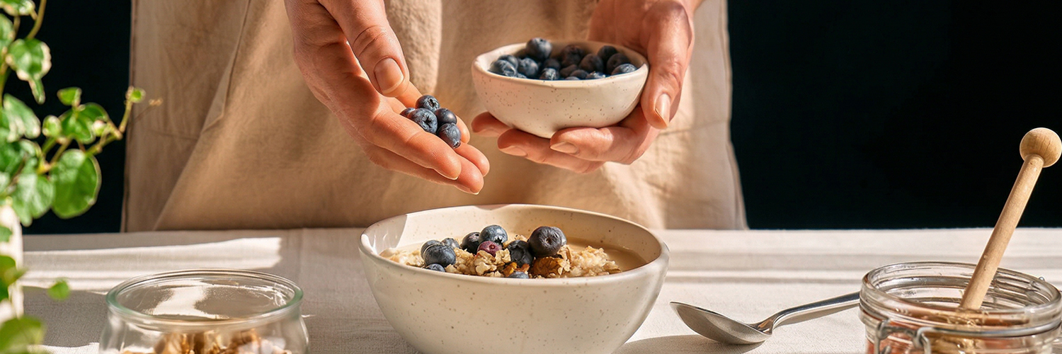 Frühstücksmüsli Bowl mit Blaubeeren
